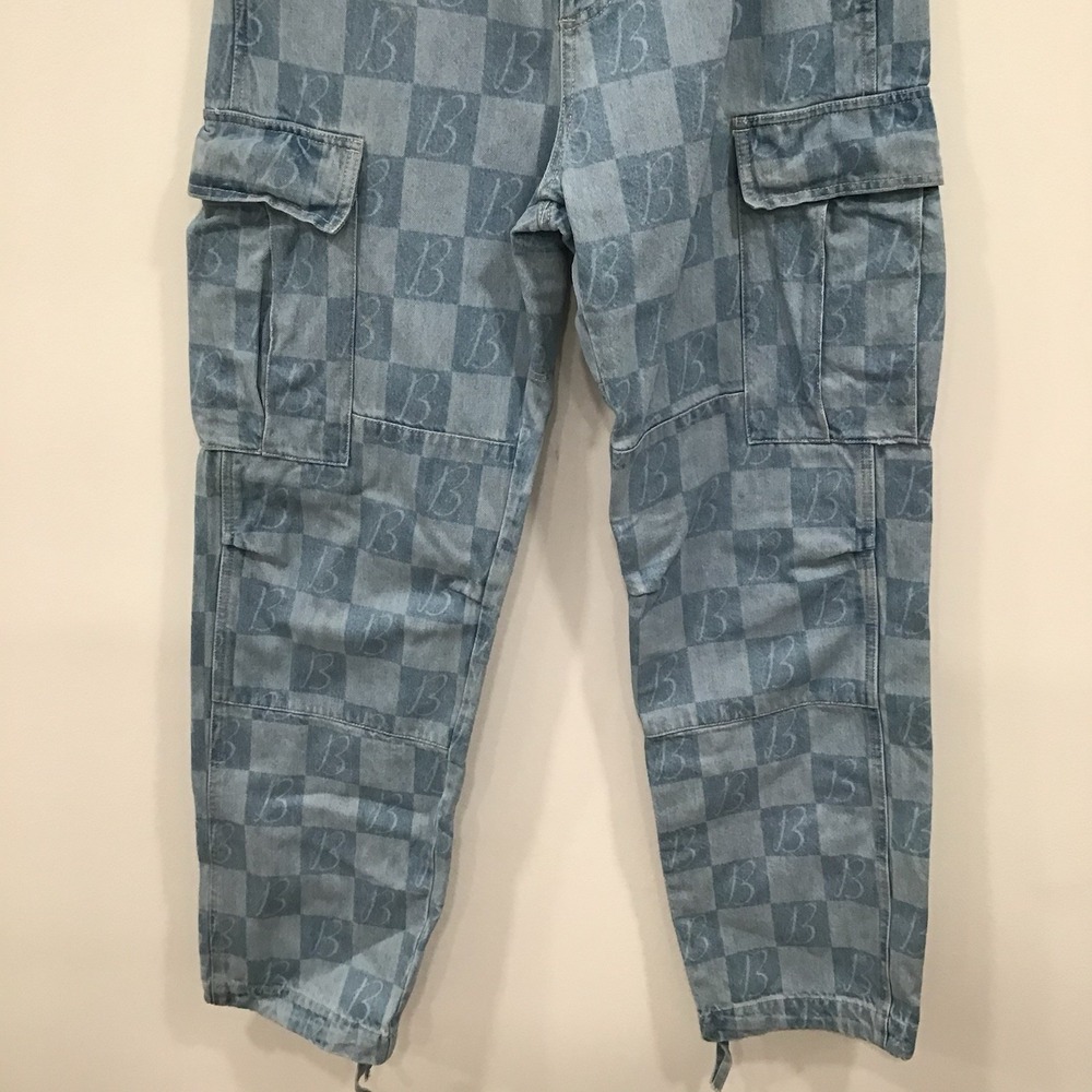 Blue Sky Inn Cargo Jeans Blue Denim Womens Size Small Monogrammed B Light Wash - Picture 9 of 16